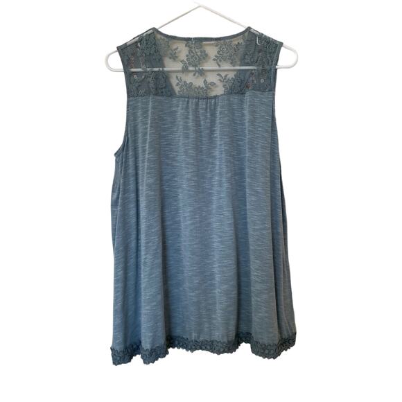 Amaryllis Blue Embroidered Sleeveless Baby Doll Tank Top Size Medium - Picture 2 of 7